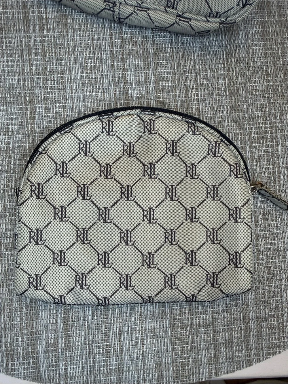 Lauren Ralph Lauren White & Black RL Logo Cosmetic Pouches Set